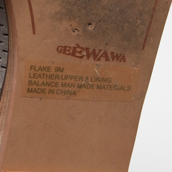 Gee WaWa Booties Perforated Leather Ankle Boots Peep Toe Taupe Grey Size 9 - Picture 6 of 8